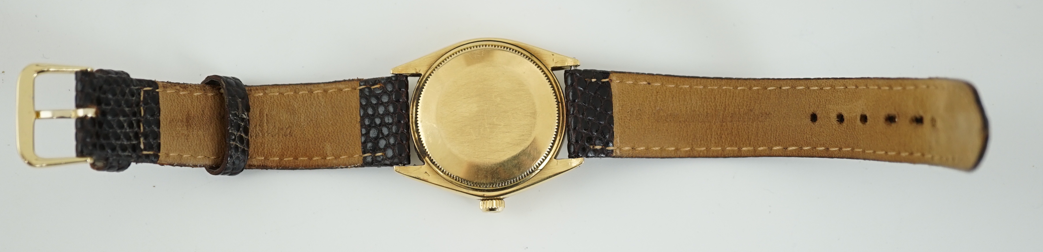 A gentleman's mid 1960's 18ct gold Rolex Oyster Perpetual wrist watch